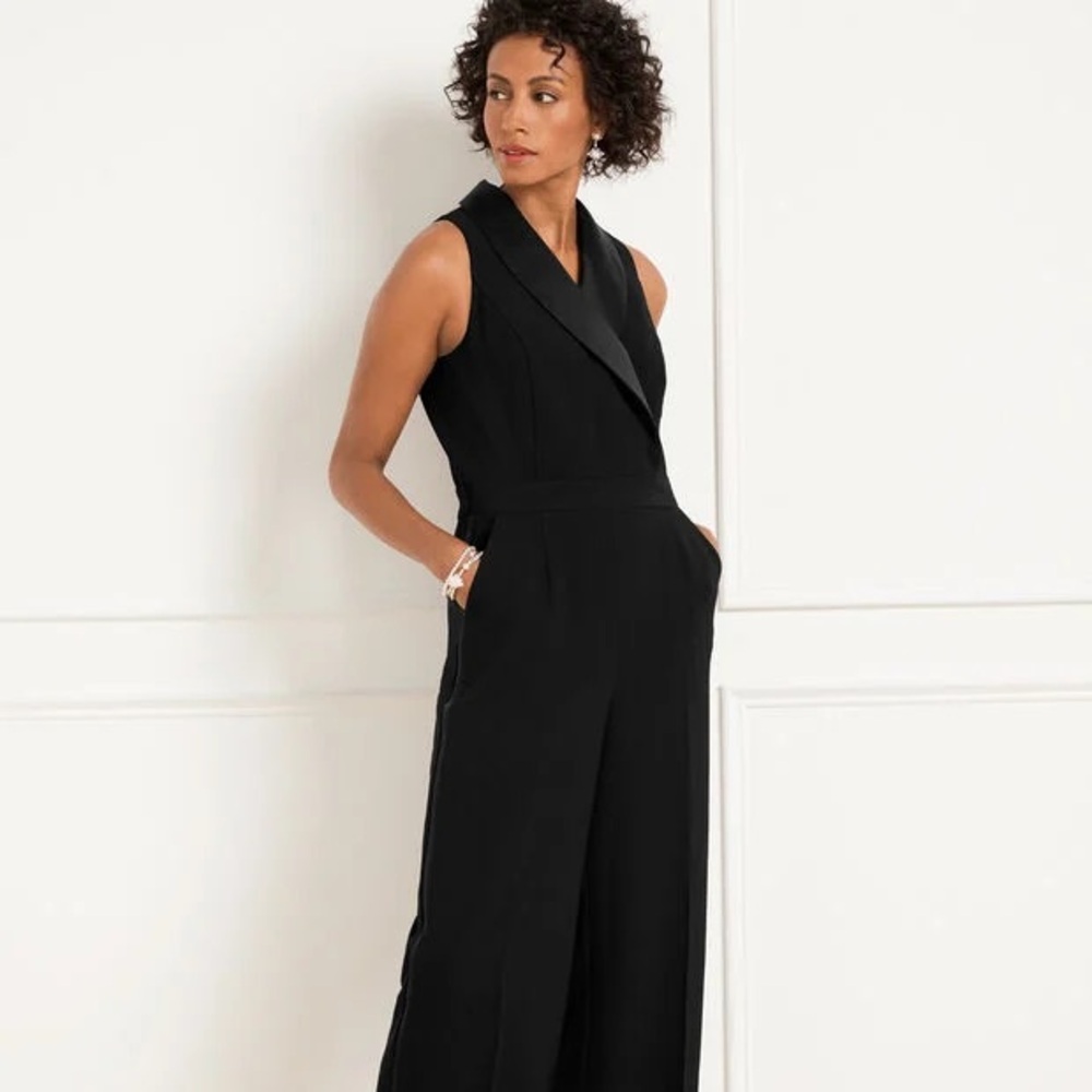 Talbot’s Stretch Crepe Tuxedo Jumpsuit Size 8 - image 2